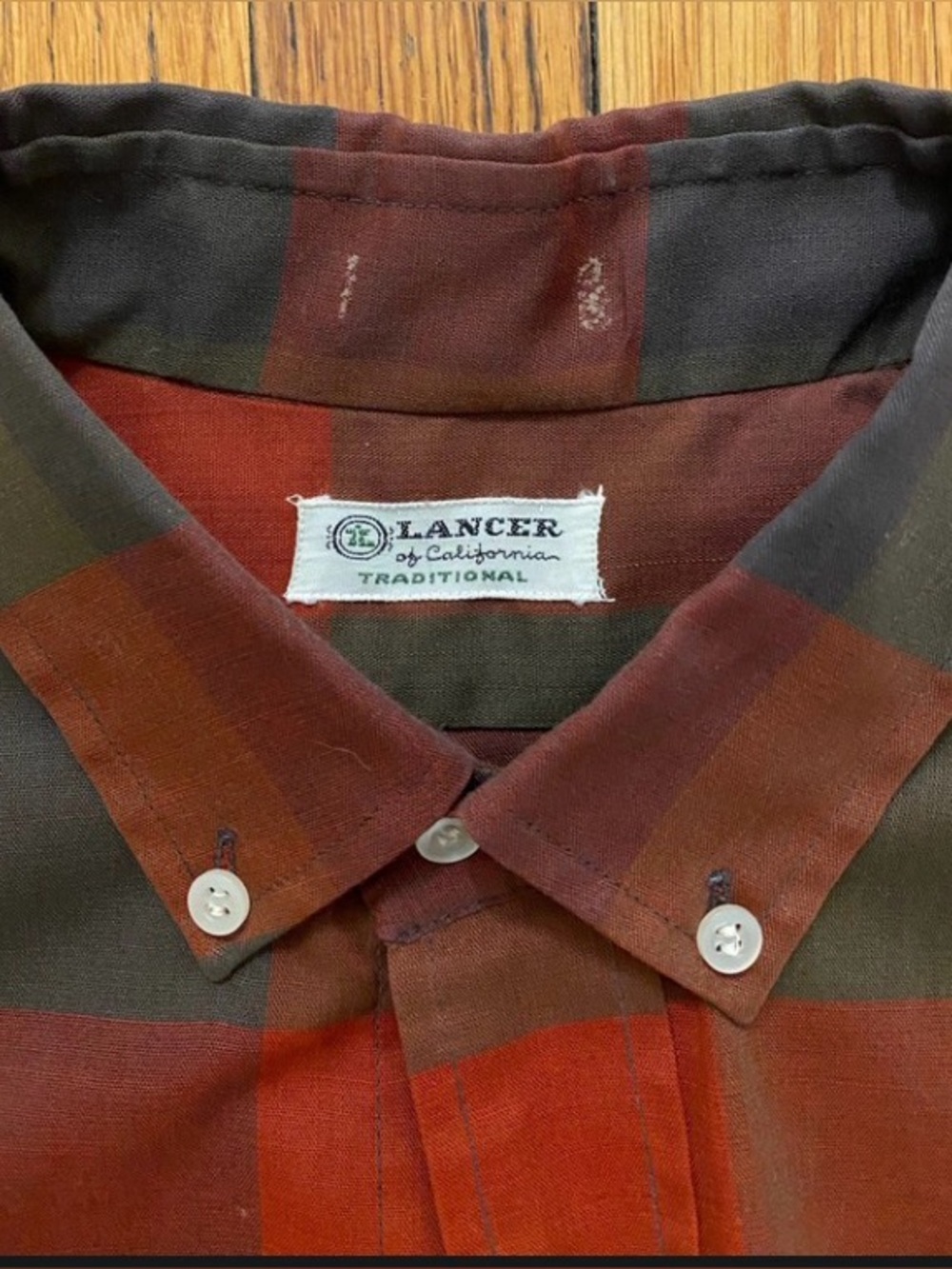 Vintage Lancer of California Plaid Button-Up Shirt - 1960/1970 Era - EUC - M/L